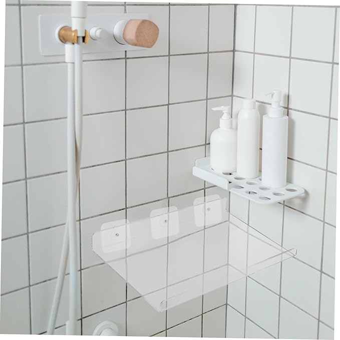Healifty Wall Shelf Clear Shelves for Bathroom Organizing Shower Rack Toilet Storage Mounted Organizer Storage Stand Acrylic Transparent