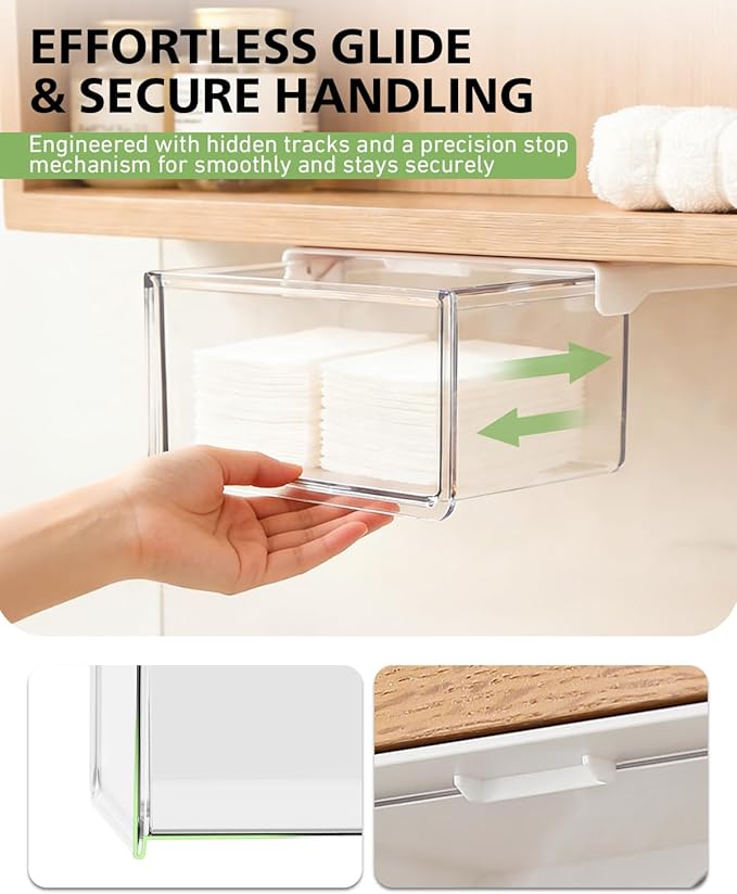 BALUCA Small Clear Stackable Storage Drawers ?€? 33?? Angled Acrylic Makeup Organizer for Vanity, Undersink & Kitchen Cabinets | Multi-Purpose Plastic Storage Bins & Drawer Organizer Bins (Small)