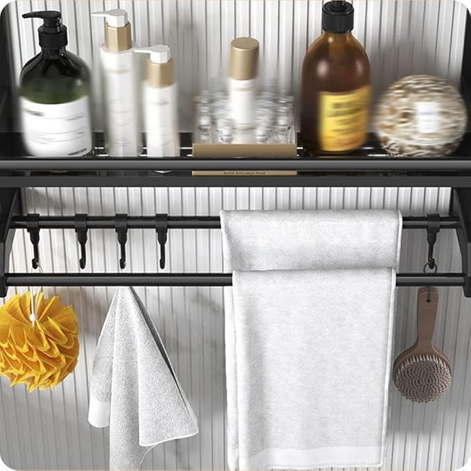 Bathroom Shelf Organizer - 2 Tier Storage Shelf with Adjustable Hook Wall Mounted Shelf Rack, Use for Bathroom-A