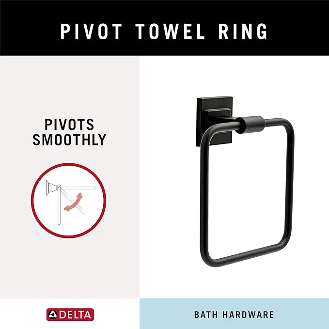 Delta Faucet McLaren 3-Piece Bathroom Set, Matte Black, 18"/24" Towel Rack, Toilet Paper Holder, Ring MCL63-MB
