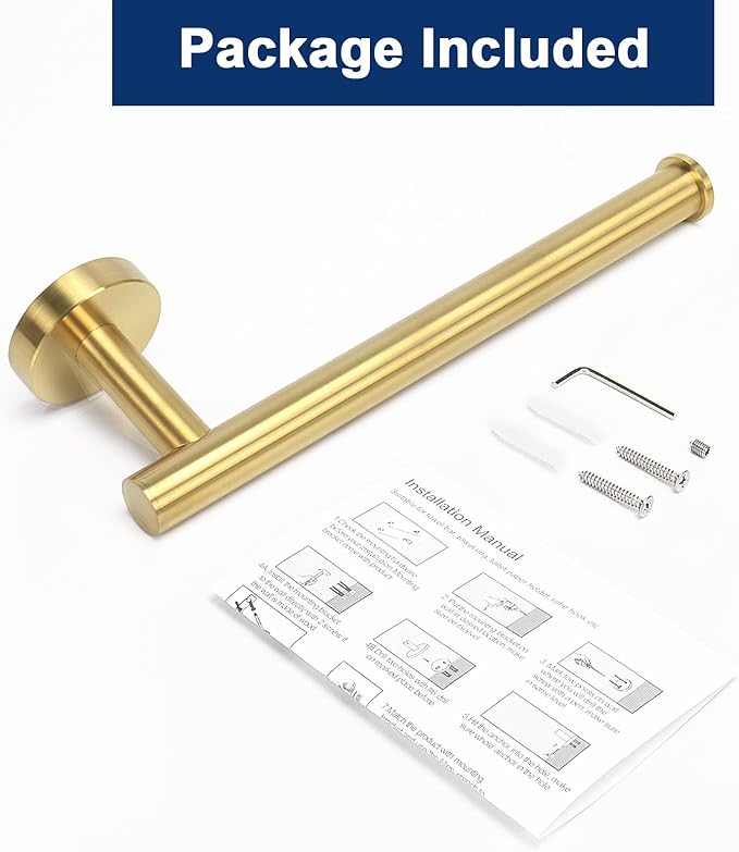 NearMoon Hand Towel Holder/Towel Ring, Thicken Stainless Steel Hand Towel Bar for Bathroom, Rustproof Wall Mounted Towel Rack, Contemporary Style Bath Accessories, 9 Inch (1 Pack, Brushed Gold)