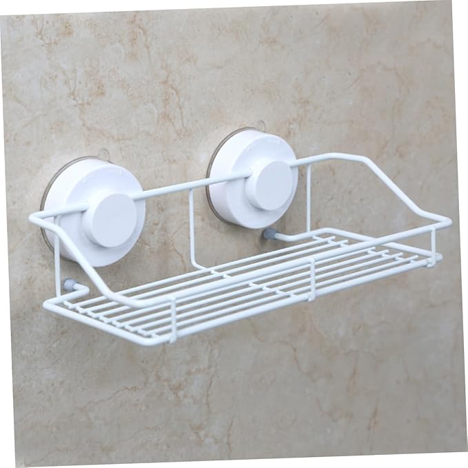 Wall Mounted Bathroom Shelf Cups Space-Saving Kitchen Storage Organizer White Wire Rack for Items Bathroom and Kitchen