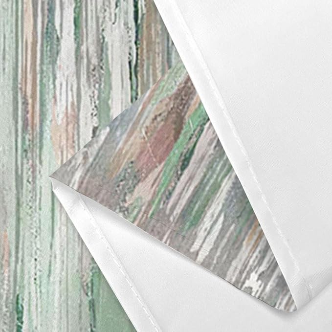 JAWO Green Abstract Shower Curtain, Sage Moss Green Modern Aesthetic Design Strip Print with Pastel Tones Celtic Tones Fabric Shower Curtain Sets for Bathroom Decor with Hooks, Slate Brown White Teal