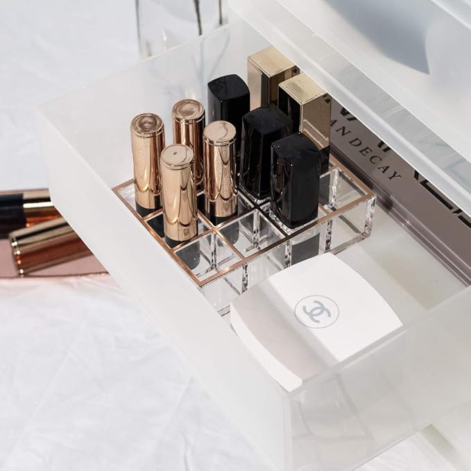 Moosy Life Moonlight Rose Gold Acrylic Lipstick Holders and Organizers, 12 Slots, ML04