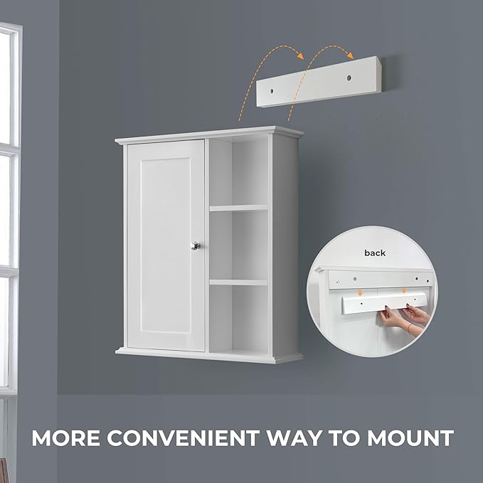 The Wide Usage Wall Medicine Cabinet with Storage Shelves & Anti-Dust Door for Bathroom, Living Room, Kitchen, Entryway,Bedroom（White）