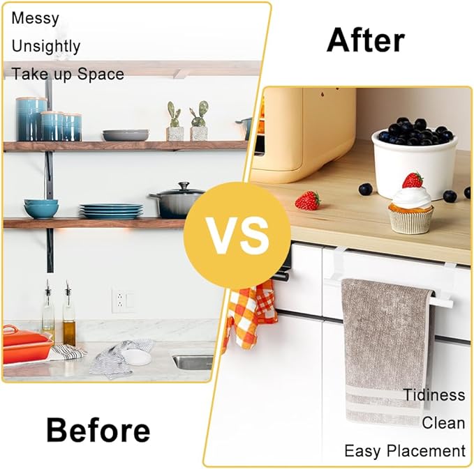 Cabinet Door Towel Bar, Dish Towel Rack for Cabinet, Stainless Steel kitchen Towel Holder, Over the Door Hand Towel Hanger for Kitchen Bathroom Cupboard, 2 Pack (2*Small Black)