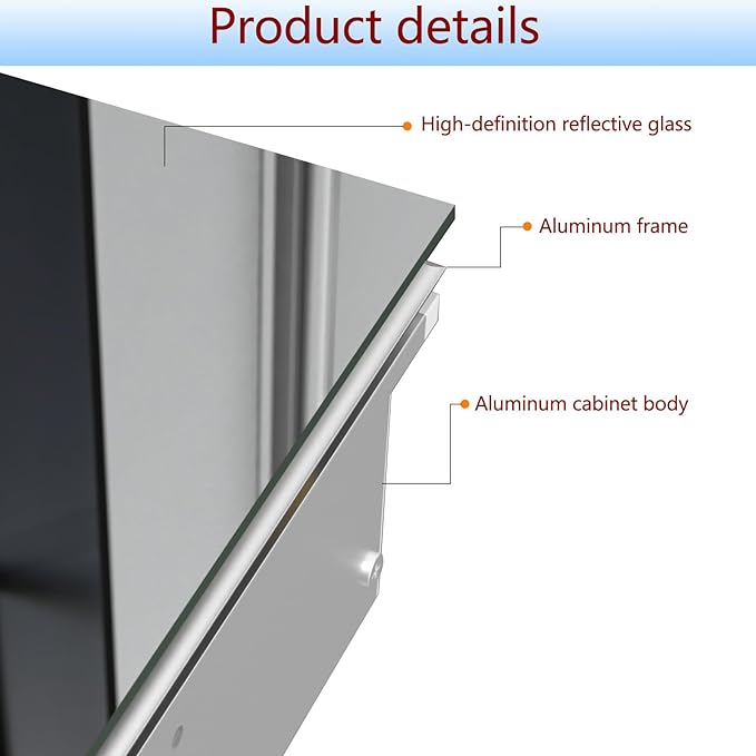 20"x20" Aluminum Medicine Cabinet, Bathroom Cabinet with Mirror,Firm and Durable, Waterproof and Rust-Proof, Recessed or Surface Mount,Assembly Required