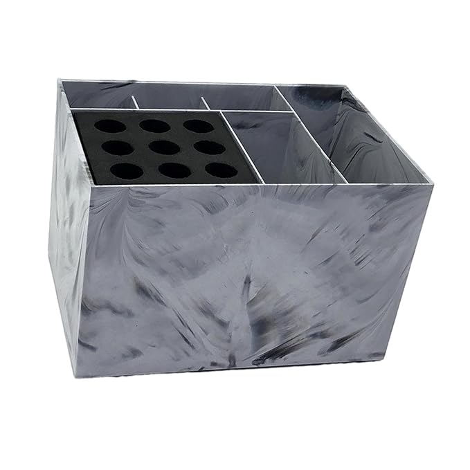 Generic Salon Organizer Hairdressing Tool Storage Box, Detachable Brush Combs, Hair Brush Holder, Grooming Storage Box for Hotel, light marble pattern