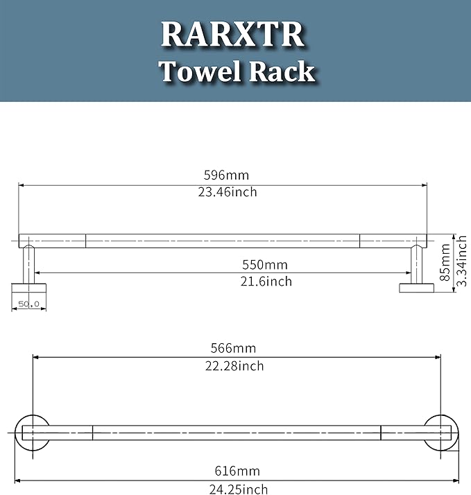 RARXTR 18 Inches Brushed Grey Towel Bar for Bathroom Kitchen Hand Towel Holder Dish Cloths Hanger SUS304 Stainless Steel RUSTPROOF Wall Mount (Brushed Grey 18-inch Center to Center)