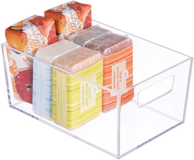 iDesign Clarity Wall Mount Nail Polish Storage Rack with 3 Shelves for Bathroom, Vanity, Closet, Bedroom, Set of 1, Bin-Small