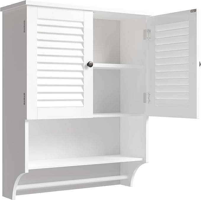 ChooChoo Medicine Cabinet, Bathroom Wall Cabinet, 2 Doors Over The Toilet Space Saver Storage Cabinet with Large Space, White
