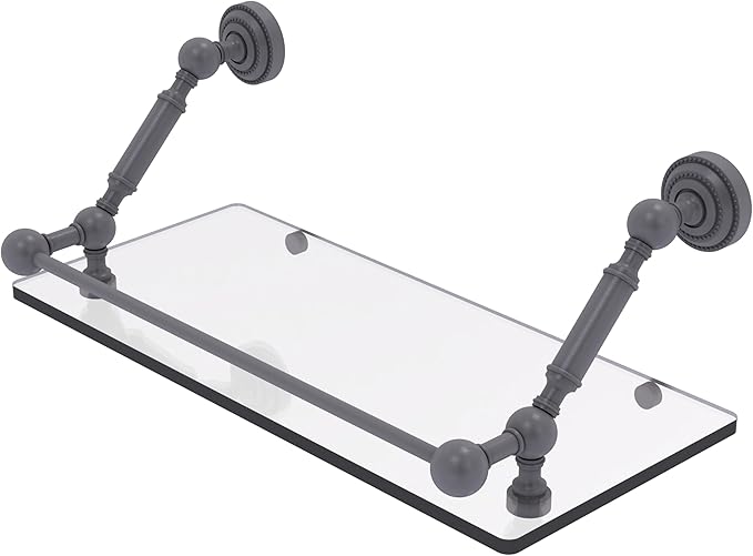 Allied Brass DT-1-18-GAL-GYM Dottingham 18 Inch Floating Glass Shelf with Gallery Rail, Matte Gray