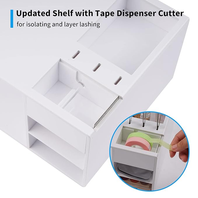 Eyelash Extension Pillow Shelf Stand with Tape Dispenser Cutter, Makeup Tool Display Cabinet Shelves, Tool Organizer for Eyelash Extension Pillow