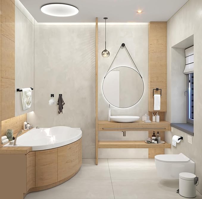 10pcs Bathroom Hardware Set, 24in Towel Bar Set, Including Square Towel Bar Square Towel Ring Toilet Paper Holder Towel Hooks, Set SUS304 Stainless Steel, Wall Mounted