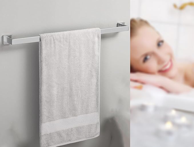 32 Inch Towel Bar for Bathrooms 12/16/20/24/28/32/36 Inch Stainless Steel 304 Brushed Nickel Towel Holder Modern Square Towel Rod Rustproof Wall Mount (1, Brushed Nickel, 32 Inch)