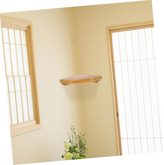 SOLUSTRE Floating Wall Shelf Wire Wooden Decorative Shelf for Bedroom Corner Storage Rack Space-Saving Design