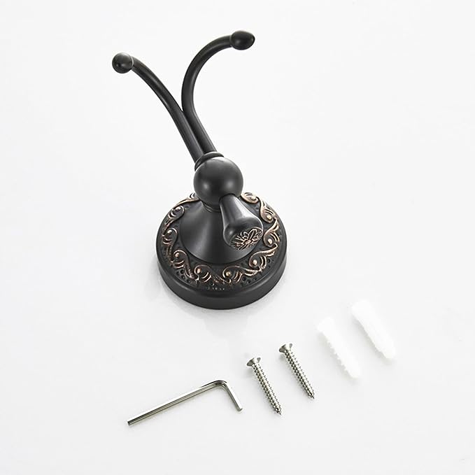 Antique Bronze Brass Bath Towel Hooks, Wall Mounted Bathroom Hardware Accessories,Pattern Carving Design