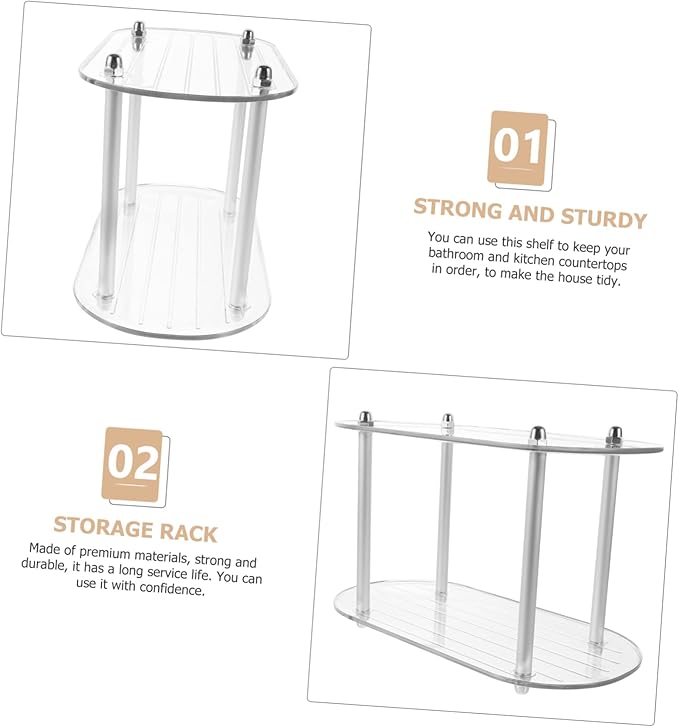 Happyyami Desktop Multi Function Organizer Shelf Bathroom Storage Rack for Cosmetics and Accessories Transparent Display Stand for Countertop Organization