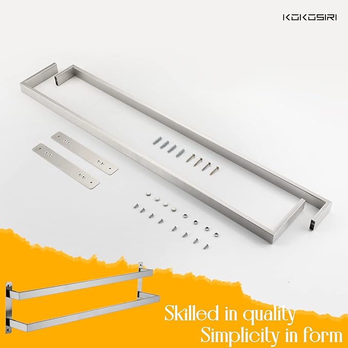 KOKOSIRI Bath Towel Bars 32 Inches Bathroom 2-Tiers Ladder Towel Rails Towel Holders Wall Mounted Towels Shelves Rack Brushed Stainless Steel, B5008BR-L32