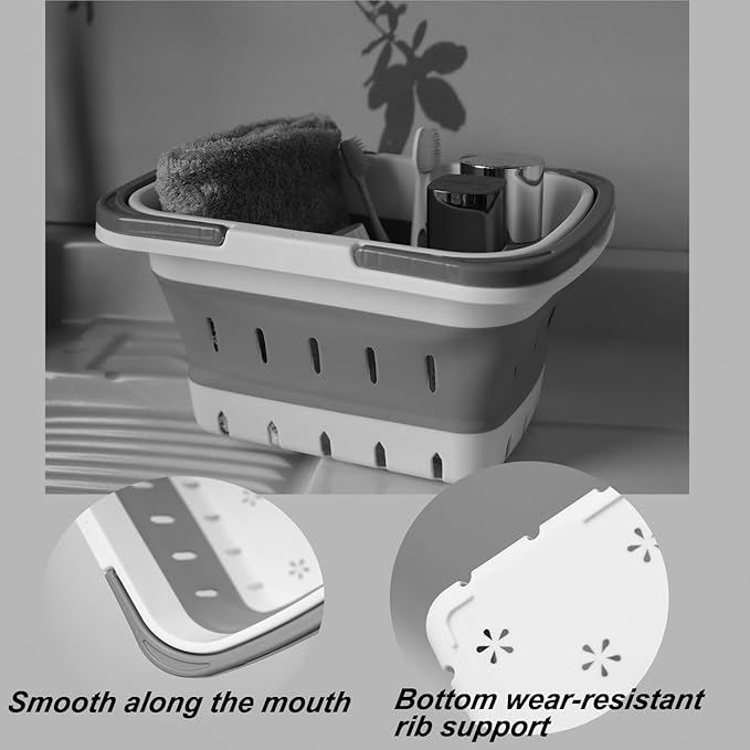 Portable Folding Plastic Bath Caddy with Handle, Perforated, Travel Bathroom Organizer for Bedroom, Bathroom, Shower, Dorm Room, Camping and RV Use (Orange, 1 pack)