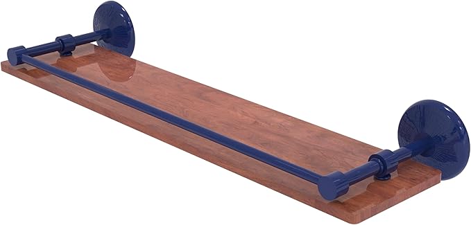 Allied Brass MC-1-22-GAL-IRW-MBL Monte Carlo Collection 22 Inch Solid IPE Ironwood Shelf with Gallery Rail, Mediterranean Blue