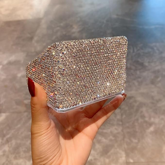 Bling Rhinestone 9-Compartment Lipstick Display Stand ?€? Elegant Desktop Lipsticks Organizer Box Holder for Lipsticks Lip Gloss (Silver)