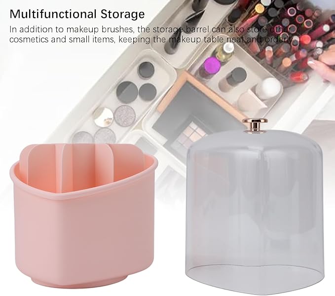 Heart Shape Makeup Brushes Storage Large Capacity Organizer with 360 Degree Rotation, Exquisite Design,Makeup Brushes and Holder for Home Office Travel (Pink Case)