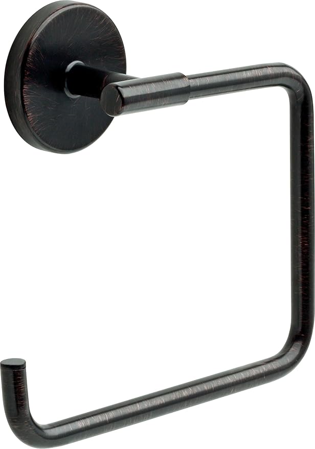 Delta Trinsic (1-Pack) Hand Towel Holder Venetian Bronze Towel Racks for Bathroom Wall Square Towel Ring Holder for Bath Towel Hanger for Kitchen, Bathroom Accessories 759460-RB