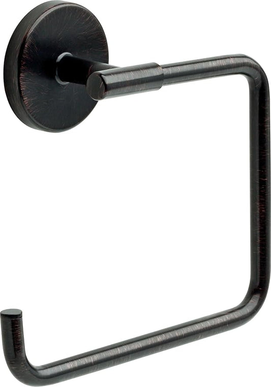 Delta Trinsic (1-Pack) Hand Towel Holder Venetian Bronze Towel Racks for Bathroom Wall Square Towel Ring Holder for Bath Towel Hanger for Kitchen, Bathroom Accessories 759460-RB