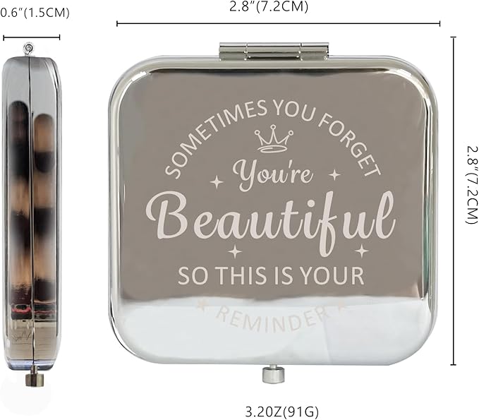 Personalized Gifts for Women Girls, Inspirational Compact Mirror, Sentimental Mothers Day Birthday Gifts for Mom Wife Sister Daughter Niece Grandma Friends, Graduation Gifts for Her, Friendship Gifts