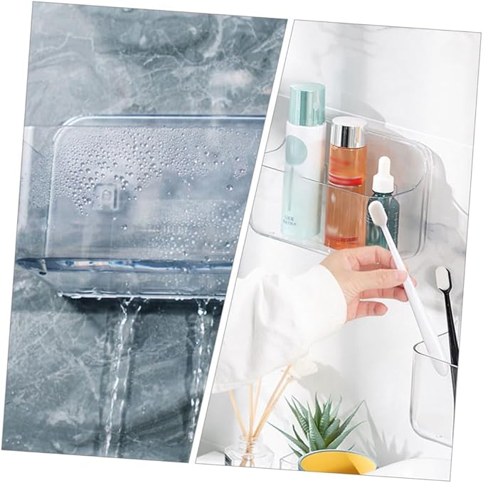balacoo Wall-Mounted Bathroom Storage Rack No Drill Organizer Shelf Sundries Holder for Shower and Kitchen Use for Bathroom Organization
