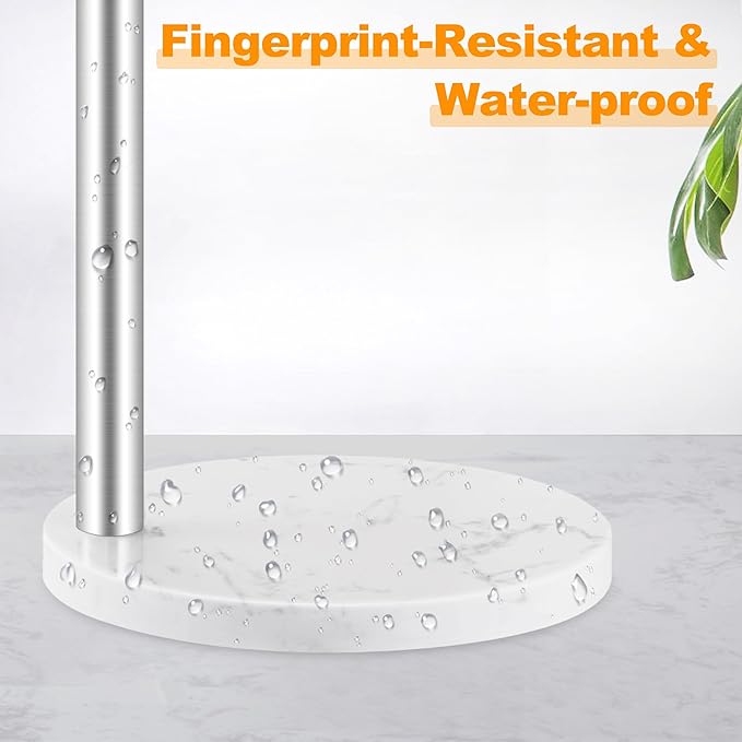 Hand Towel Holder for Bathroom, Stainless Steel Double Hand Towel Holder Stand with Marble Base for Kitchen Countertop, Freestanding Brushed Nickel 360?? Swivel 2 Arms Towel Bar Drying Rack, YOFOVI