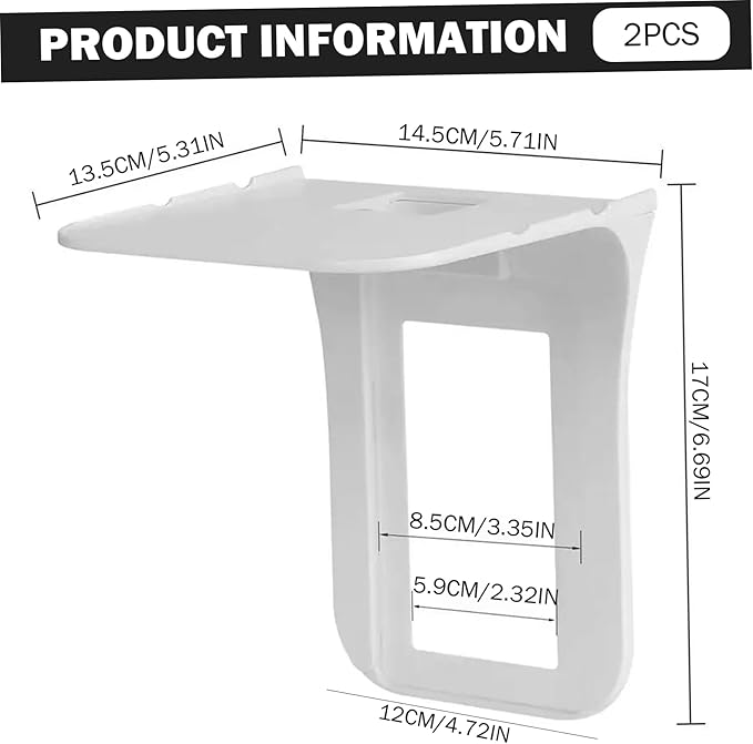 Outlet Shelf 2Pcs Wall Outlet Shelf 6.69x5.31x5.71In Multi-Function Plastic with Cord Storage for Bathroom, Kitchen, Bedrooms, Bathroom Counter Organizer