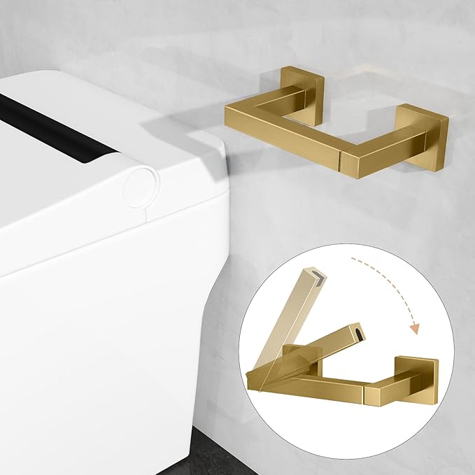 FEILERN Toilet Paper Holder Wall Mounted Post Pivoting Square Tissue Holders Roll Holder Hangers for Bathroom Commercial Toilet Paper Dispenser,Gold