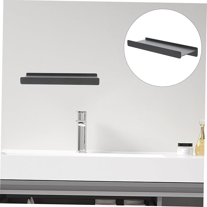 Zerodeko Bathroom Shelf Aluminum Alloy Floating Wall-Mounted Rack for Space-Saving Storage Bathroom Mirror Front Organizer Partitioned Design for Makeup and Grooming Items