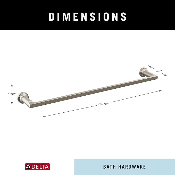 Delta Tetra (1-Pack) 24'' Towel Rack for Bathroom Stainless Steel Towel Bar for Bathroom Wall Towel Holder Rod Wall Mounted 78924-SS