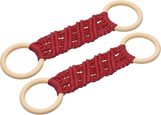 uxcell 2Pcs Kitchen Dish Towel Holder, 11"x3" Crochet Towel Ring with Hanging Loop for Cabinet House Oven Stove Door, Red