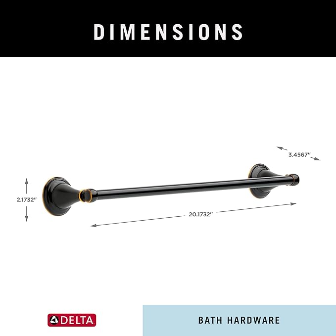 DELTA Windemere 18 inch Towel Bar, Oil Rubbed Bronze, Bathroom Accessories, 70018-OB