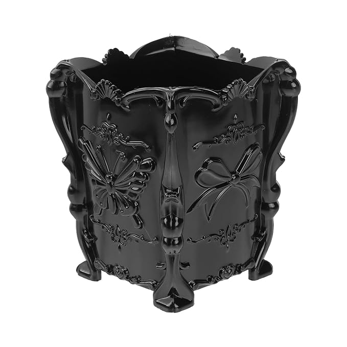 FRCOLOR Acrylic Makeup Brush Pot Cosmetic Brush Holder Organizer Butterfly Decor Pencil Pen Container Black