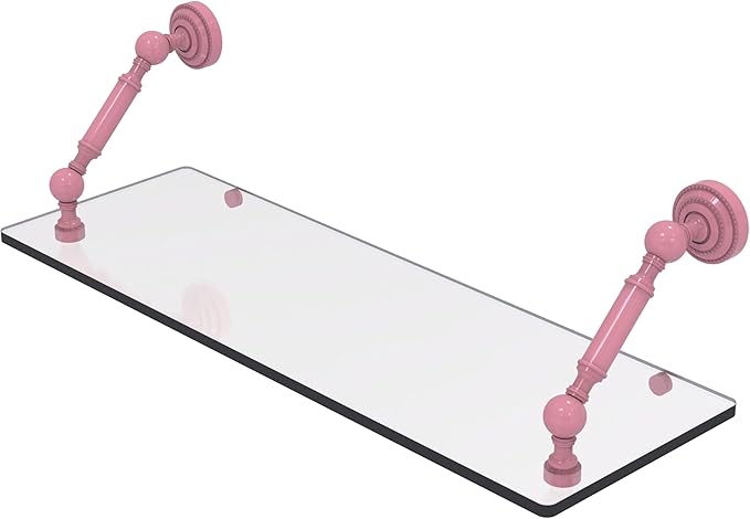 Allied Brass DT-1-24-PNK Dottingham Collection 24 Inch Floating Glass Shelf, Pink