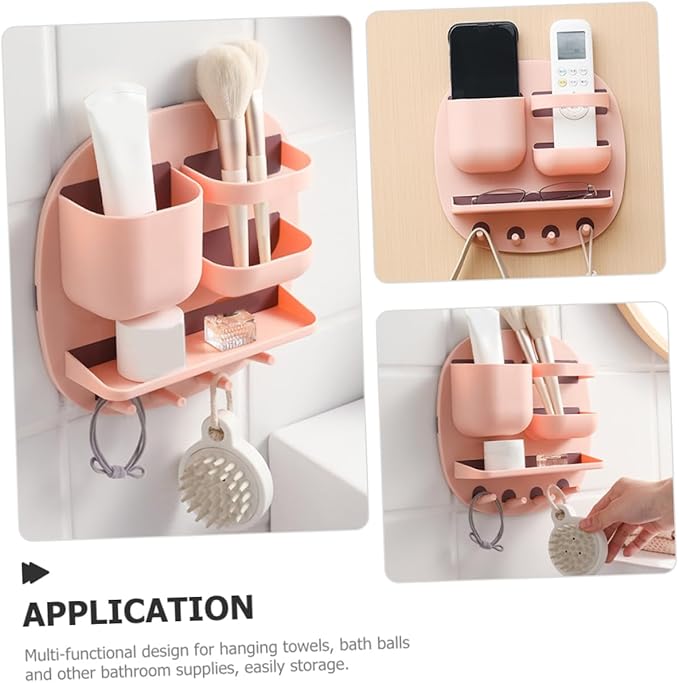 Alipis Wall Mounted Bathroom Shelf Organizer Multi Function Storage Rack with Compartments Storage Tray Hooks Stylish Space Saving Design for Toiletries Reliable Materials