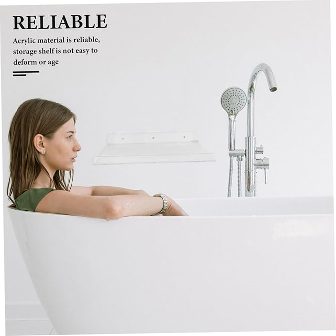 Wall-Mounted Storage Rack Kitchen and Bathroom Acrylic Shelf No-Drill Floating Shelf for Easy Storage Small Size for Organizing Seasonings and Bathroom Essentials