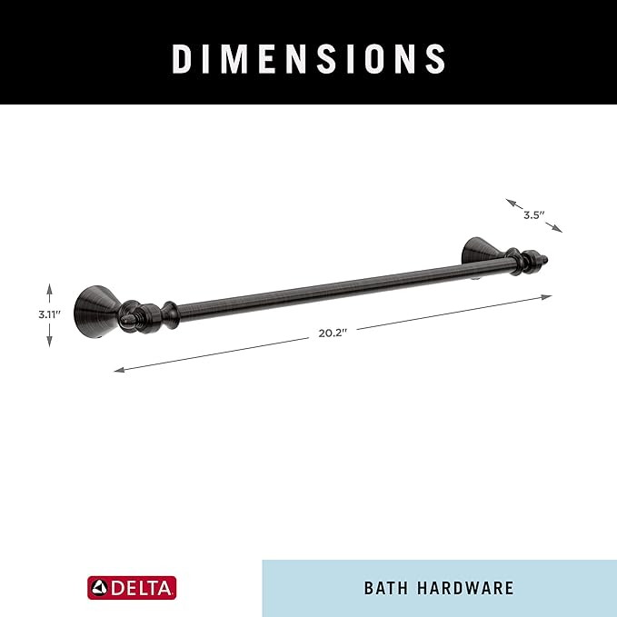 Delta Vessona (1-Pack) 18'' Towel Rack for Bathroom Venetian Bronze Towel Bar for Bathroom Wall Towel Holder Rod Wall Mounted VES18-VBR