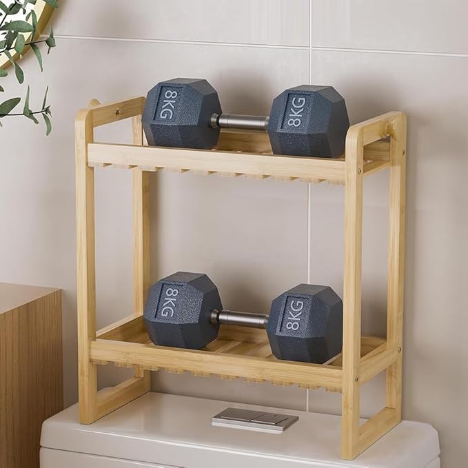 Bamboo Over The Storage Shelf 2-Tier Home Storage Rack for Small Bathroom (Double Storage Rack)