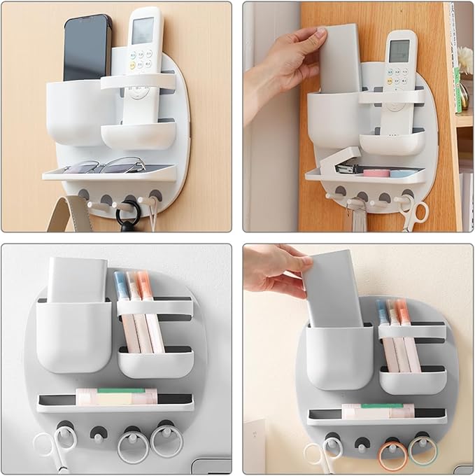 LIFKOME Multi Function Wall Mounted Bathroom Organizer with Compartments Storage Tray Hooks Versatile Floating Shelf for Toiletries and Items for Bathroom Decor