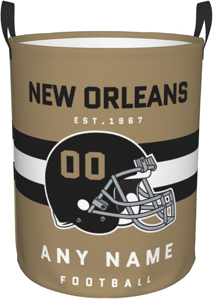 Custom New Orleans Laundry Hamper - Personalized Football Style Laundry Basket - Customized Name And Number - Dirty Clothes Hamper Waterproof Large Capacity Hamper for Bedroom Bathroom Living Room