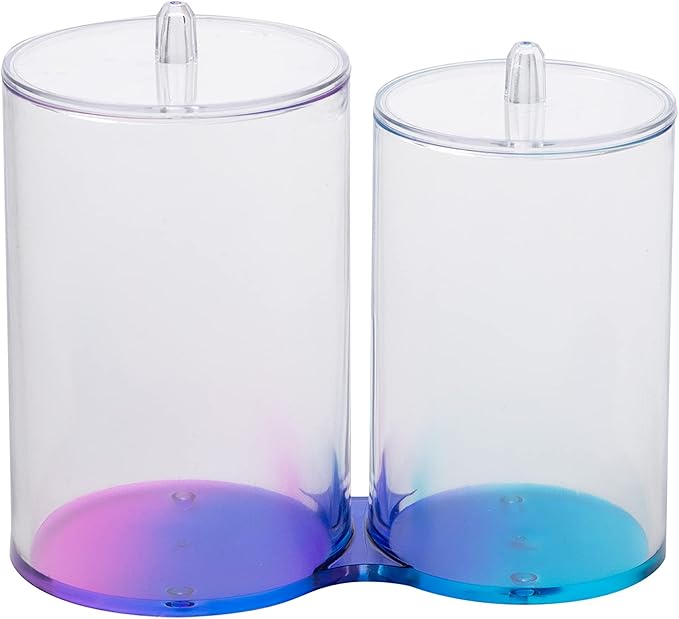Simplify 2 Compartment Q-Tip Ombre, Durable Cotton Ball Holder, Multicolor Bath Accessories Organizers Collection