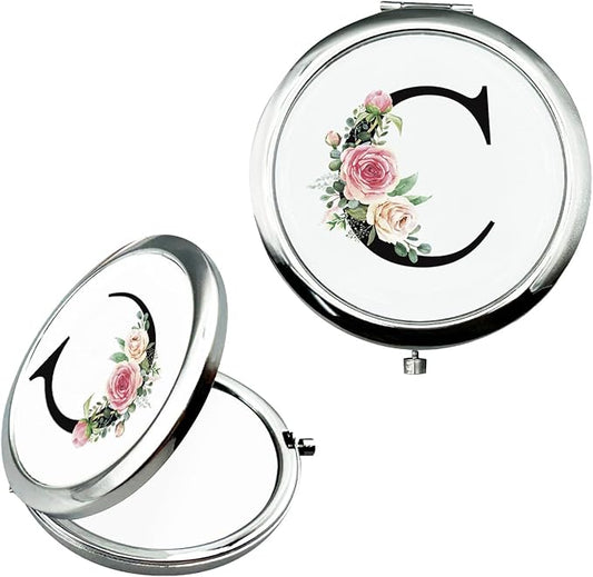 JEKUGOT Monogram Compact Mirror, Personalized Gifts for Women and Girls, Small Pocket Mirror, Personalized Compact Mirrors for Girls, Sister, Wife, Mothers, Birthday Gifts - C