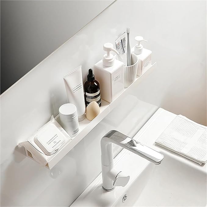 Wall Mounted No Drill Bathroom Shelf Shampoo Holder Supplies Home Organizer Multifunctional Storage Rack