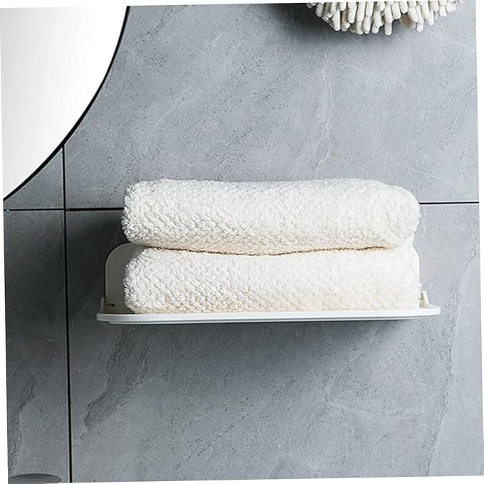 OUNONA Foldable Wall Shelf Bathroom Floating Storage Rack with Strong Load Capacity for Towels Toothbrushes and Sundries Space Saving Wall Mounted Organizer
